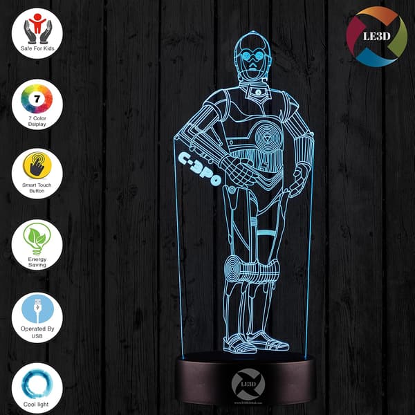 3D Optisk Illusions Natlampe - 7 LED Farveskiftende Lampe