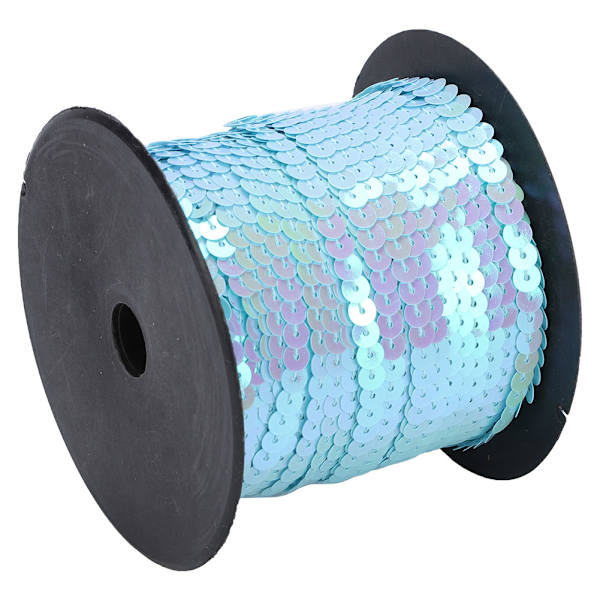 100 Yard Paljettsnöre 6mm Dekorativt Tillbehör för Kläder Skor Plast Harts Paljettrad Himmelblå 100 Yard/Rulle