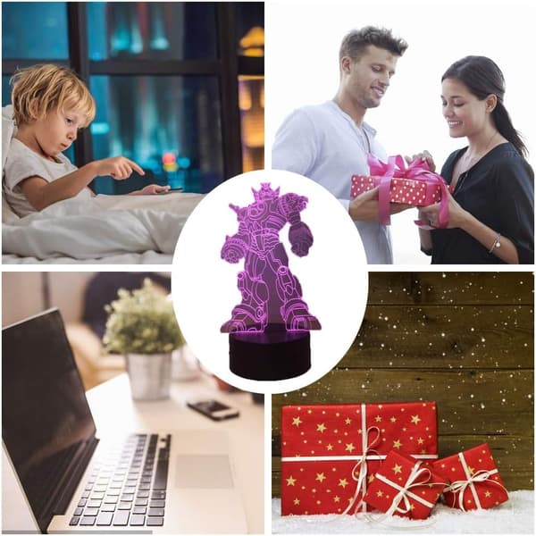 3D LED nattlampa, tecknad USB fjärrkontroll sovrum sängbord