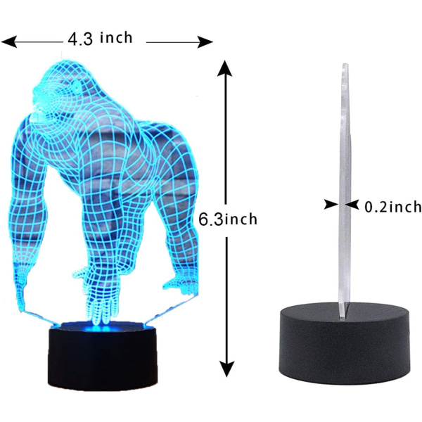 Panda 3D LED Lys Illusionslys for Barn Optisk Illusions 7 Farge Skiftende 3D Lys for Barnerom Hologrammer Atmosfærisk Lampe 3D Illusions
