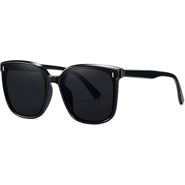 Retro Oversized Firkantede Solbriller for Kvinner Trendy Klassisk Stil Solbriller UV400 Beskyttelse B:black
