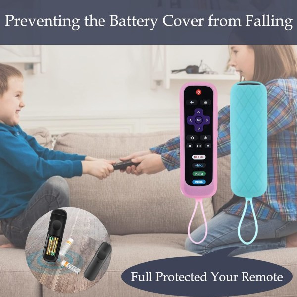2-pack fjärrkontrollskydd passar till Roku TV | Onn Roku | TCL Hisense Roku silikon skyddande kontrollhylsa Universal för Roku Express 2021 | Rok D