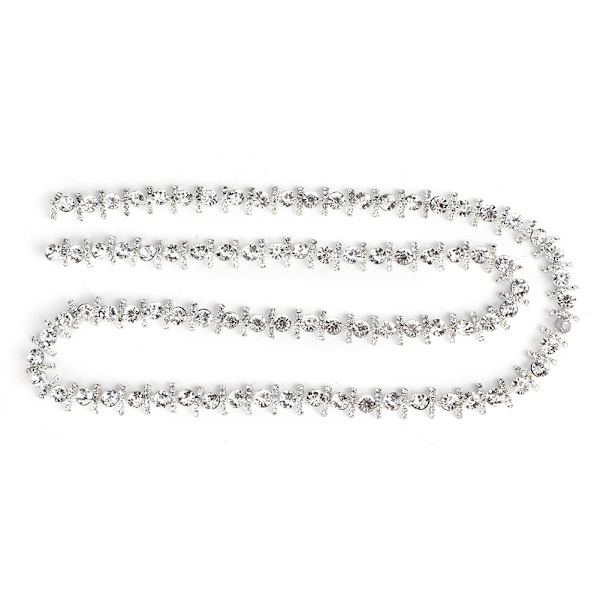 1 Yard Krystal Glas Rhinestone Pynt Kæde DIY Tøj Smykker Kostume Applikation Hvid