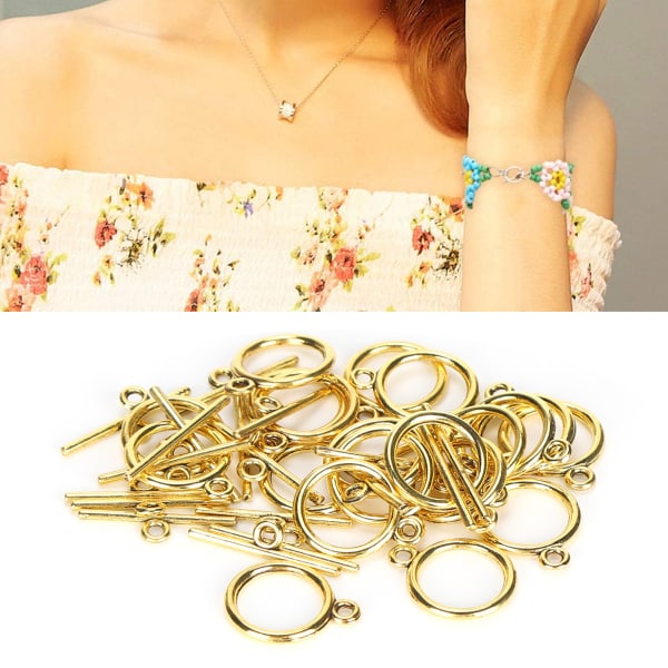 100 sæt Toggle-låse i legering 2 mm OT-spænde DIY smykkefremstillingsartikler til halskæde armbånd Golden