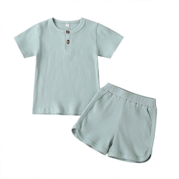Toddler Pojke Flickkläder Ribbstickade byxor, L(grön )