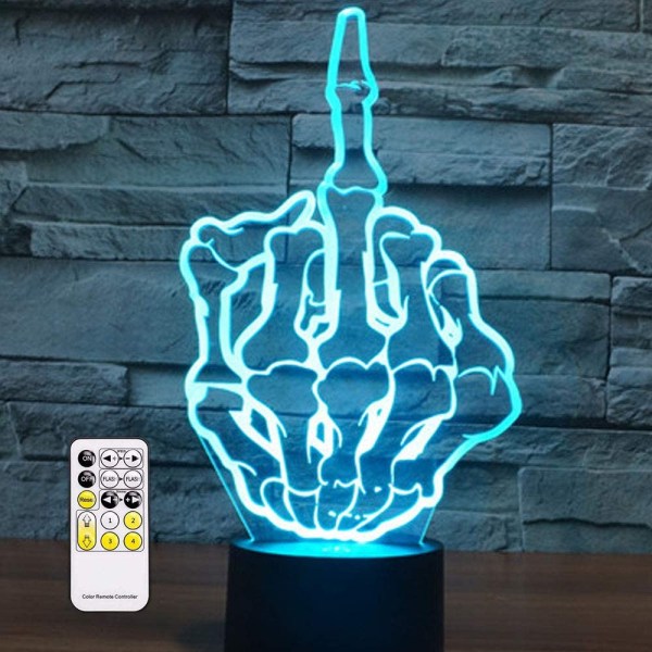 3D optisk illusion långfinger nattlampa leksakslampa, Remot