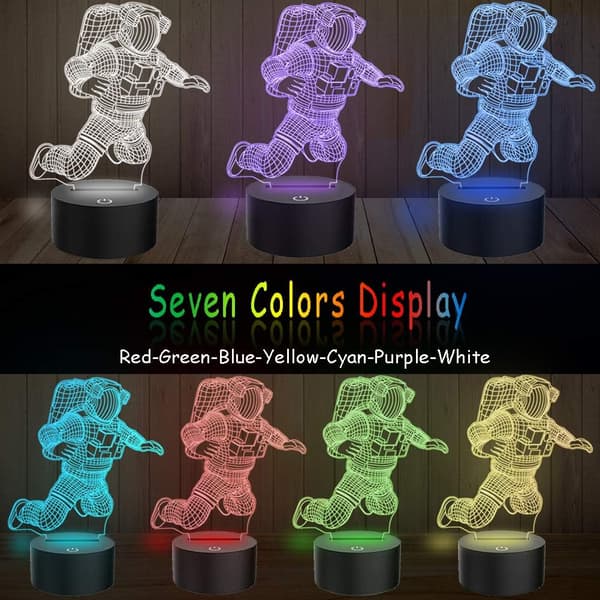 3D Astronaut Illusionslampe 7 Farver Skiftende LED Natlampe