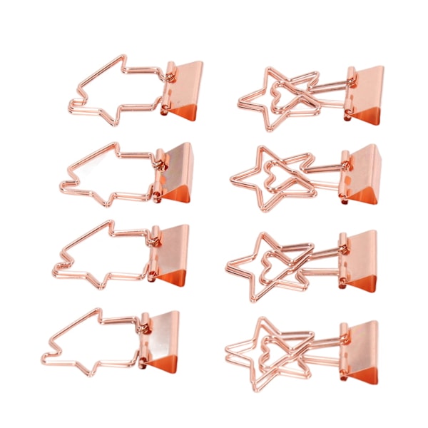 30 st små pappersklämmor roséguld hållbara metallstjärna och hus stil ihåliga bindeklämmor för dokument kläder papper