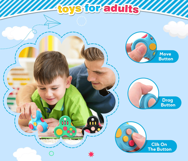 Fidget Pad Fidget Legetøj til voksne og børn - 3 stk. Stressaflastende sensorisk klikker-controller-legetøj, hjælper med ADHD autisme, påskekurv S 3PCS-A