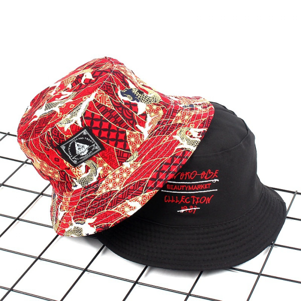 Ukiyo-e guldfisk broderad hatt unisex tryck dubbelsidig B