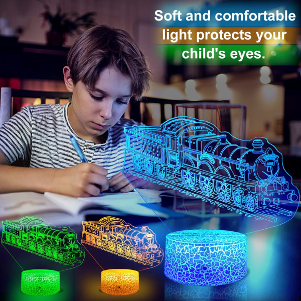 Tåglampa för barn Coola presenter 3D tågnattlampa med Rem