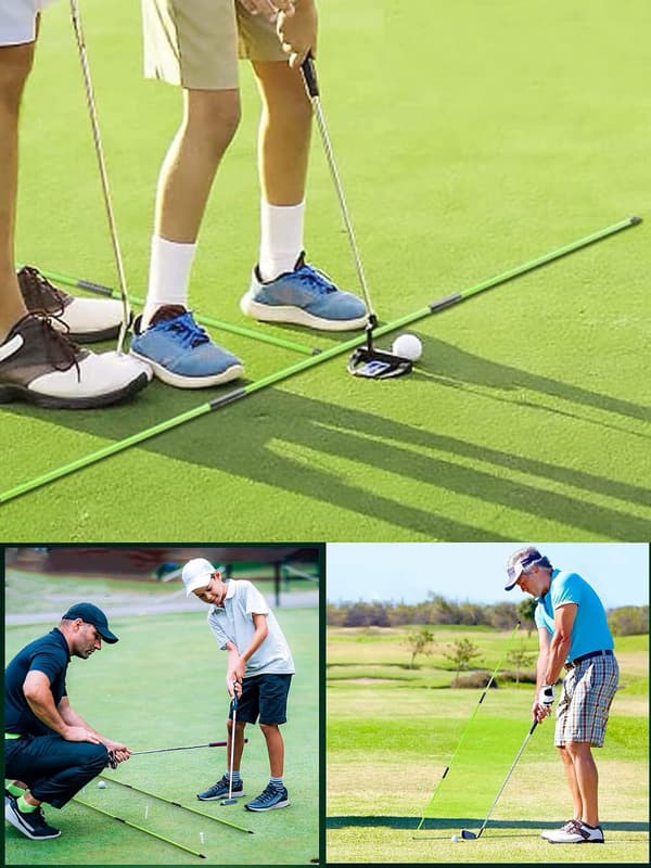 Korriger din svingbane og holdning med dette par 48-tommer foldbare pinde, ideelle til træning overalt. (Til driving range, baghave Blue