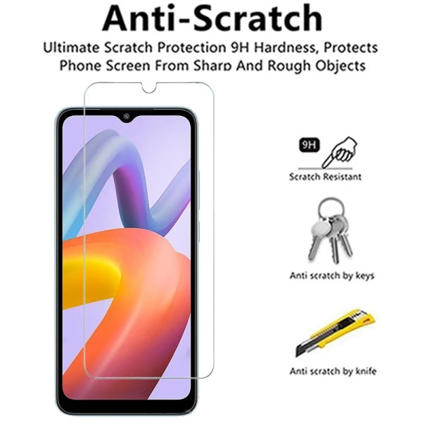 2 st härdat glas för Redmi A1 skärmskydd