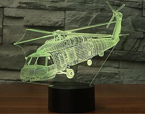 3D Fly Aircraft Helikopter Nattlys Dyr Bord Pult O