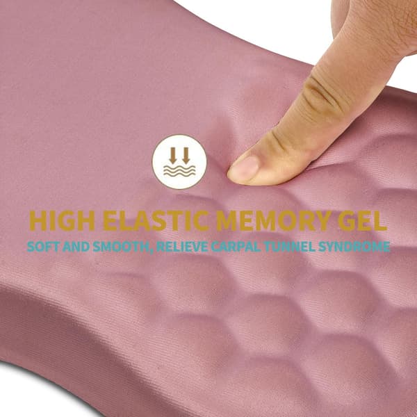 Ergonomisk musemåtte med håndledsstøtte, massage design smertelindrende musemåtte, memoryskum og skridsikker PU-base til trådløs mus, hjem Pink