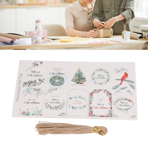 200 st presentlappar i juldesign, klassiskt DIY-papper, attraktiva dekorativa hantverkslappar för fest