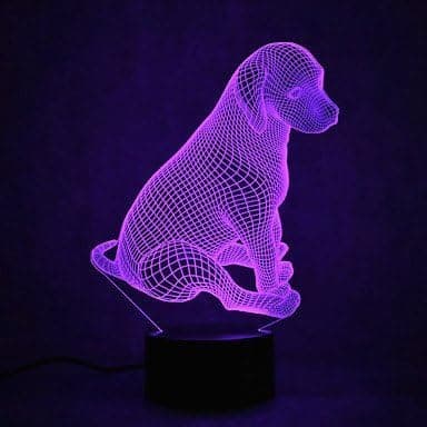 3D Hund Natlampe Optisk Illusion Dyr Natlampe