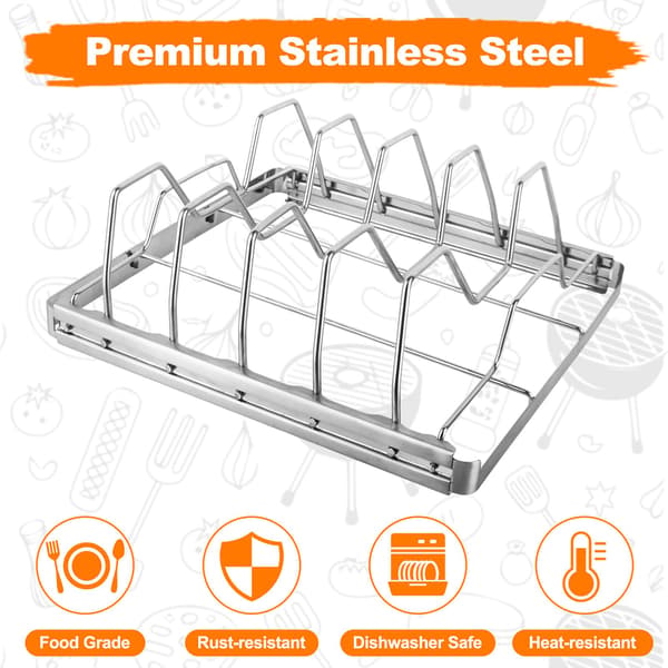Flerställningsställ utformat för att hålla flera plattor vertikalt, maximerar utrymmet för rökning, grillning och utomhusmatlagning, 2-pack, silver 2-pack