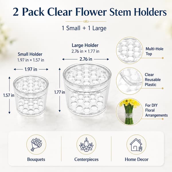 2-pack spiralblomnät för stjälkstöd, blomstergroda som ikebana- och bukettverktyg, passar olika vaser, perfekt för hem, bröllop, s Clear