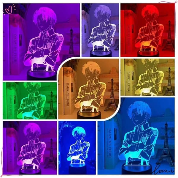 Attack on Titan 3D Anime Lampe Natt Levi Ackerman Illusjon N