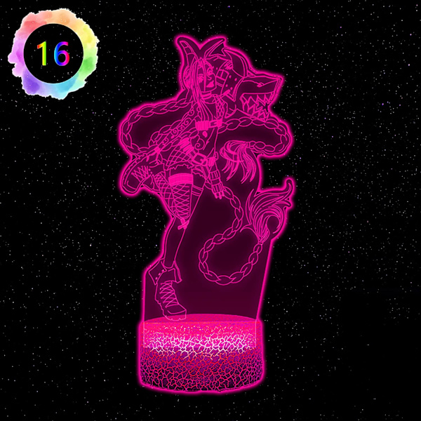 LED Nattelys Pluggbar Jinx Arcane Julelys og USB-kabel 16 Farger Nattelys