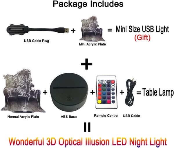 Monkey D. Luffy Lampe Anime Natlampe Kreativ 3D LED Luffy