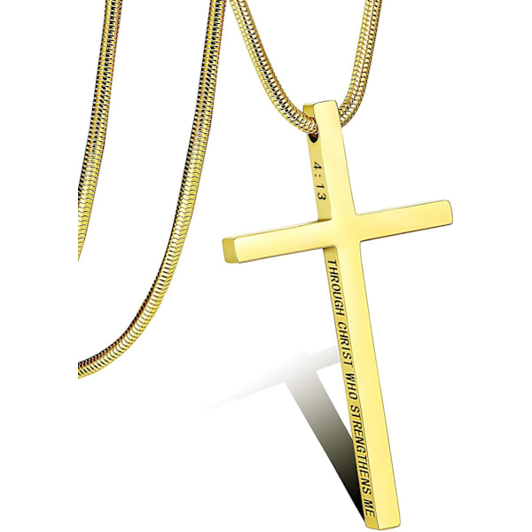 Ristiriipus miehille Ristiriipus VOIMAA Raamatun jae Ruostumattomasta teräksestä valmistettu kaulakoru Gold Cross1