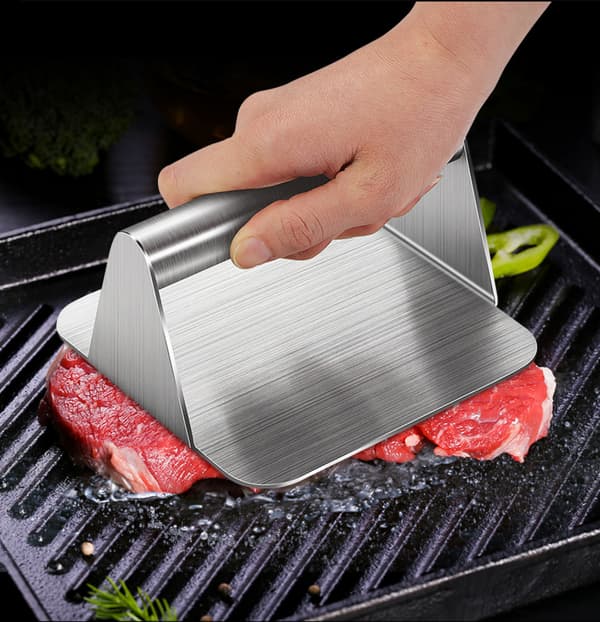 Burgerpresse i rustfrit stål, burgerpresser, grillpresser perfekt til flad top-grill