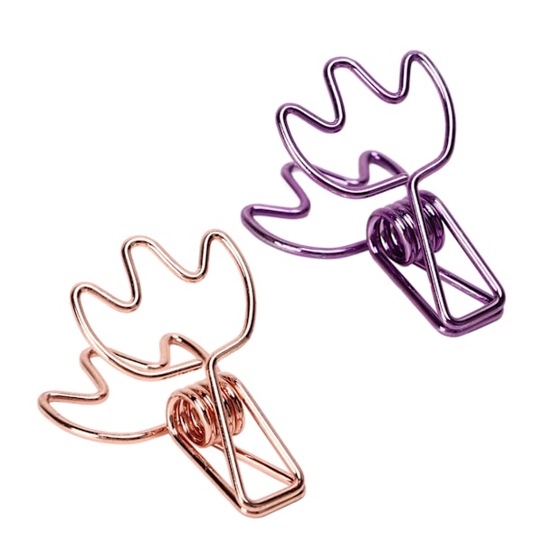 100 stk. Binder Clips Rose Gold Lilla Krone Form Stærk Klemmekraft Papirklemmer Hule Binder Clips til Billetter
