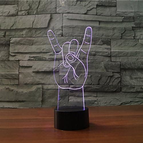 3D Rock Hånd Natlampe Illusion Natlampe 7 Farver C