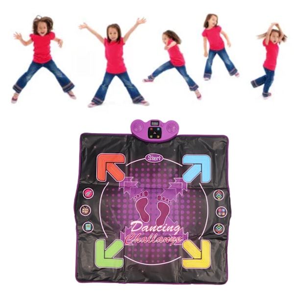 Dansmatta Trådlös Bluetooth AUX Inbyggd Musik 4 Spellägen Elektronisk Dansplatta Spel Leksaker med Mikrofon för 3 År och Uppåt