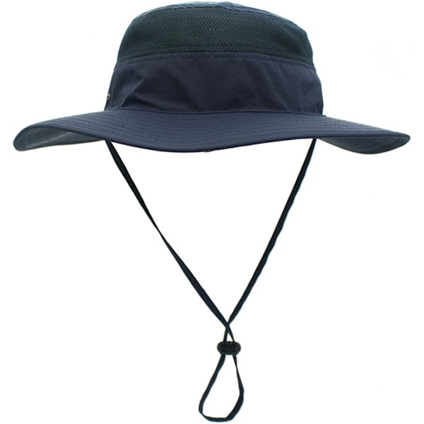 Hatt för män med solskydd UPF 50+ bred brätte hinkhatt vindtät fiske Navy Blue