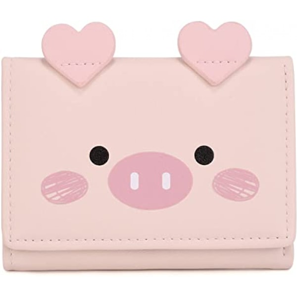 AVEKI Kawaii-lompakko tytöille, söpö sika, naisten lompakko, kortti- ja setelirahan pidike, järjestäjä, sianpunainen