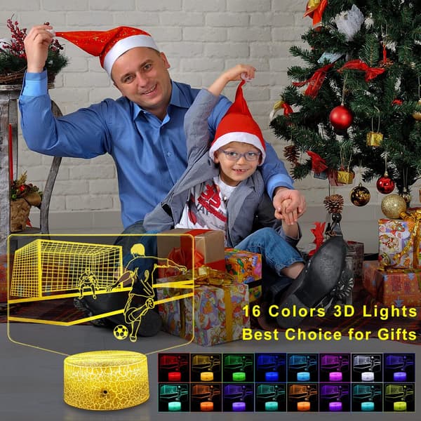 3D Fodboldlampe Cool Lamper Natlampe til Børn 16 Farve Chan