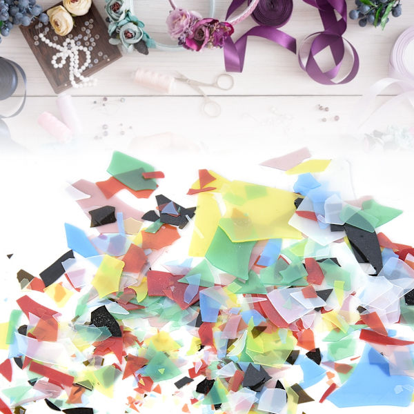 Farget varmt smeltende kunstnerkonfetti glass farget glasur DIY dekorasjonsmateriale (tilfeldig farge)