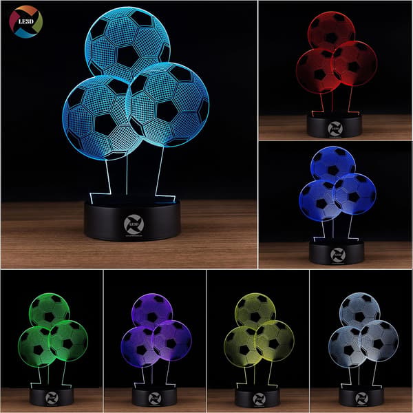 3D Optisk Illusjon Nattlys - 7 LED Fargeskiftende Lampe