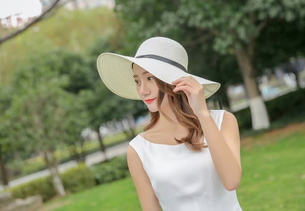 Dame Sol Stråhat Bred Skygge UV UPF 50 Sommerhat Foldbar