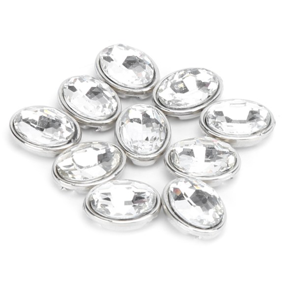 10 st Klor Rhinestone 10x14mm Oval Clawless Kant Osydd Kläder Väskor Skor Hattar Handsydda Tillbehör(Vit )