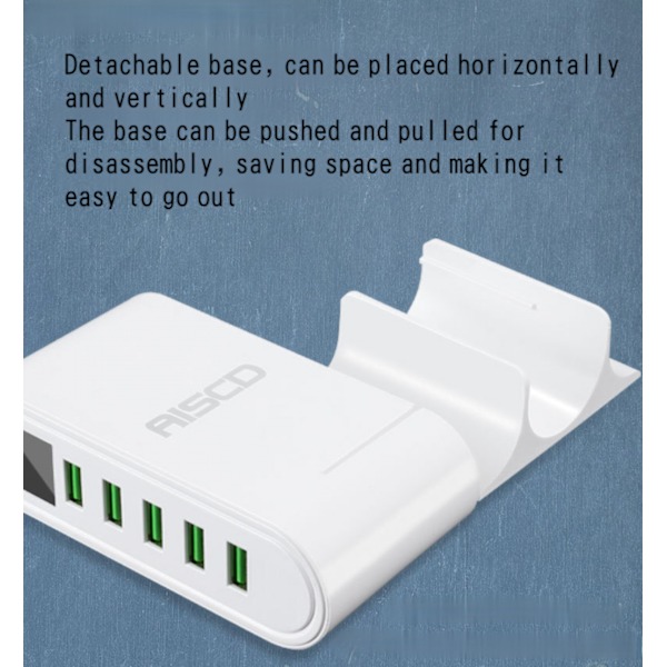 Stasjonær USB multi-port lader vertikal 5V4A smart digital