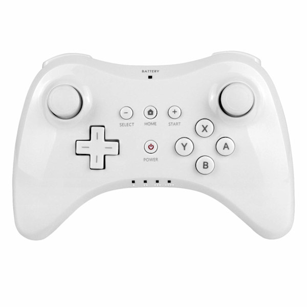 Wii U Controller, Genopladelig Bluetooth Dual Analog Controller White