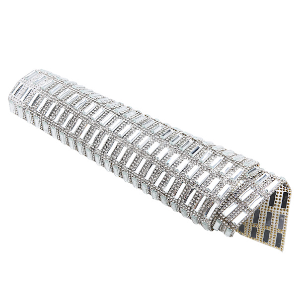 5*15mm Hvid Glas Rhinestone Trim Crystal Hotfix Strass Mesh Banding Sticker Appliques Sheet