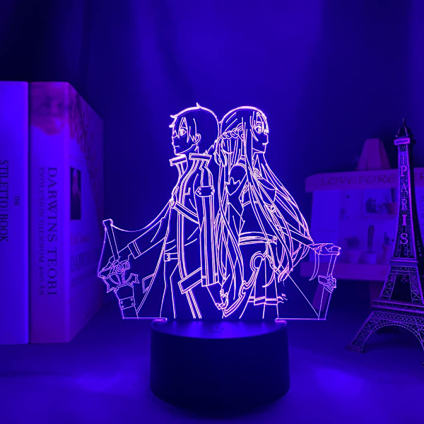 SAO Anime Figur LED-lys Søt Gutter & Jenter Jul Bursdag Feriefest Gave Kirito/Asuna/Asada Shino 3D Optisk Illusjon Bordlampe