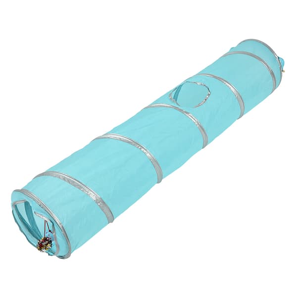 120cm Foldbar Katte Tunnel Legetøj med Bold og Hul Killinger Kat Legetøj Blå