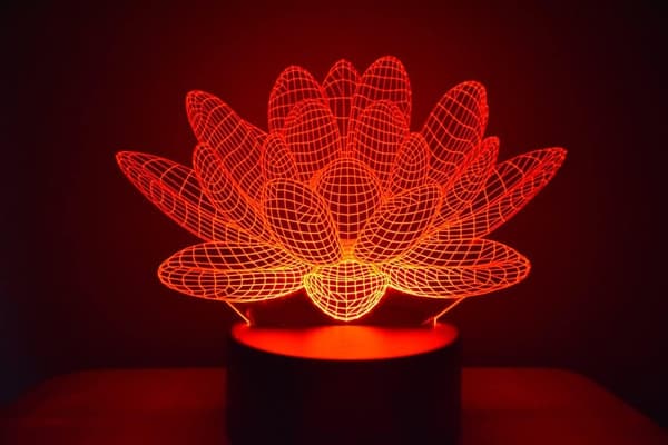 Lotus 3D Illusjon Nattlys Akryl Lys 3D Kunst Lotus LE
