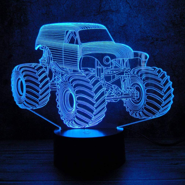 Monster Jam Truck Nattlampa 3D Illusion LED-lampa 7 Färger Födelsedagspresent Till Pojke Pojkvän Män Barn Sportfan Belysning Leksaker Dekoration R