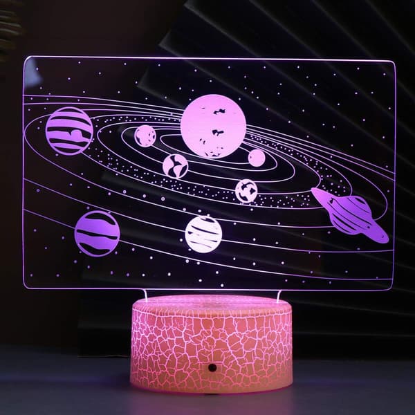 Sol System 3D Illusjon Nattlys, 7 Farger Nattlys