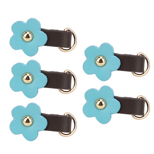 5 st dragkedjor i delat läder med blomform DIY kläder sytillbehör blå