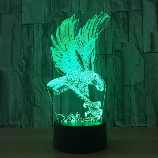 3D Ørneugle Natlampe Dyr USB Touch Switch Borddekoration
