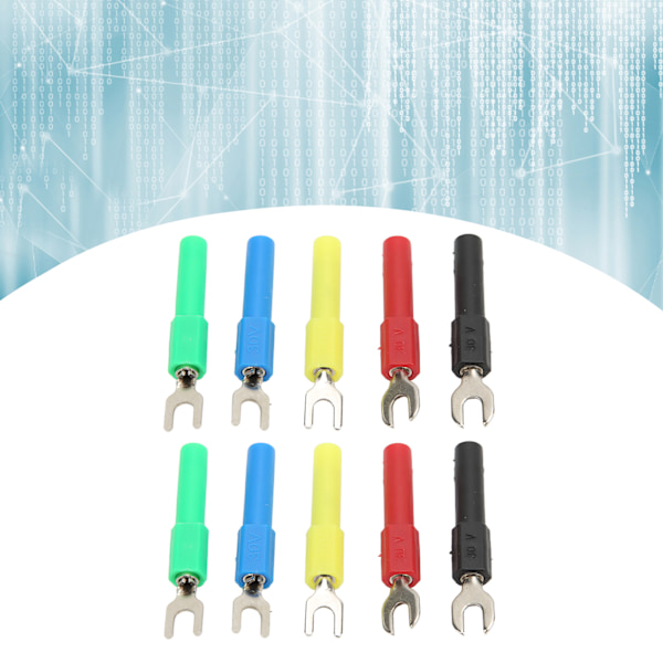 10 stk. U-type ledningsforbindelse bag 4 mm stik 5 farver til multimeter elektronisk applikation