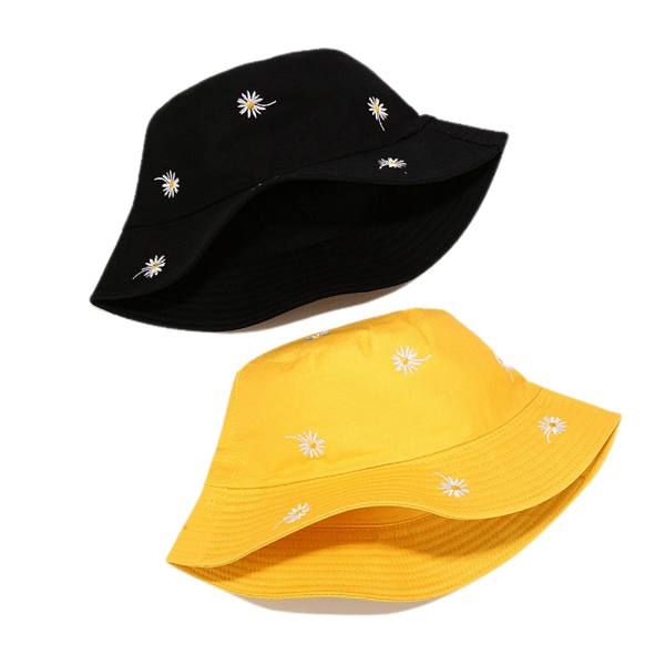 Sød Bucket Hat Strand Fiskerhatte til Kvinder, Vendbar D Black
